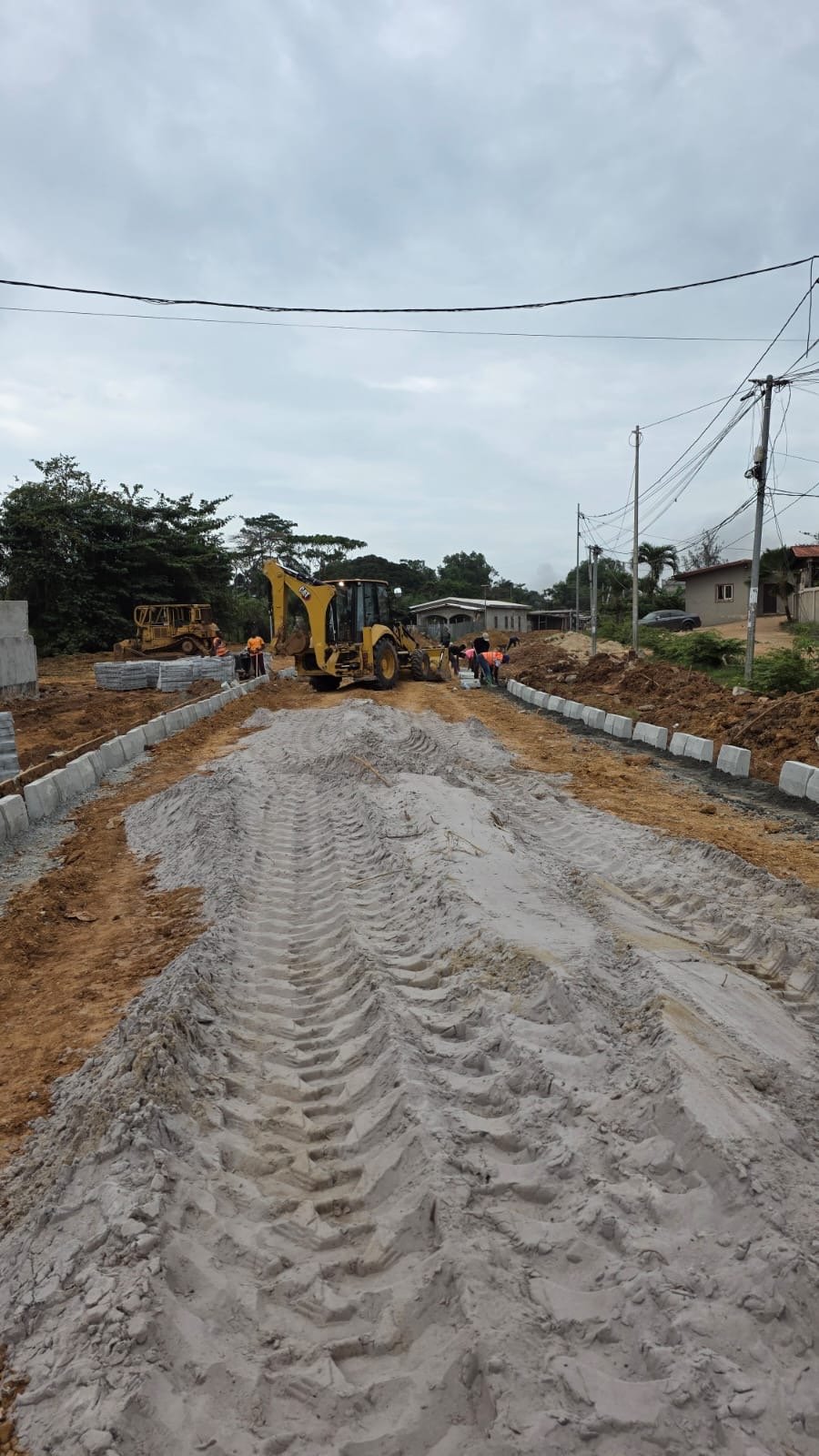 Travaux de préparation de la route